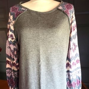 Pullover sweatshirt with sweater designed sleeves